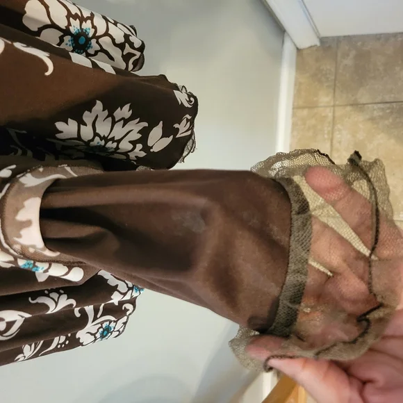 Ruby Rox Vintage Brown Retro Floral Y2k Halter 90's Babydoll Dress. Size L Fairy - Picture 7 of 10